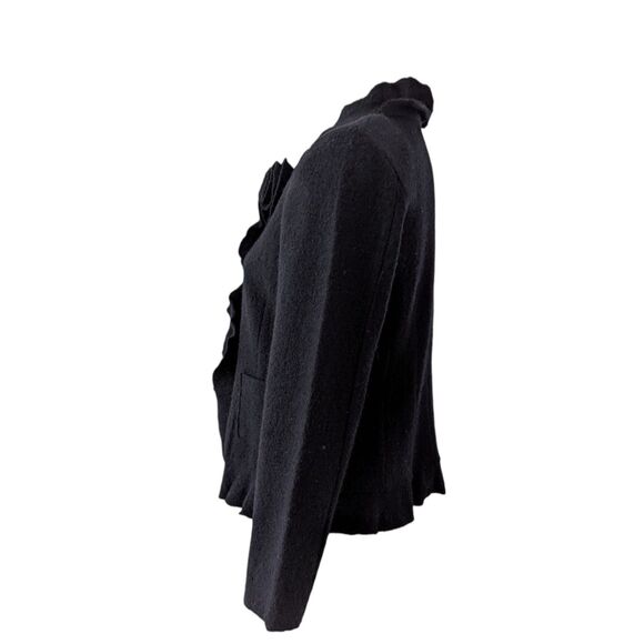 Vintage ALISON SHERI Sz M Black Boiled Wool Witchy Whimsy Goth Boho Cardigan EUC - Picture 6 of 12